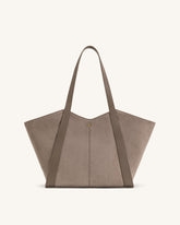 Kiana Large Capacity Faux Suede Tote Bag - Taupe