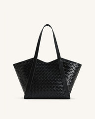 Kiana Large Capacity Weave Texture Tote Bag - Black