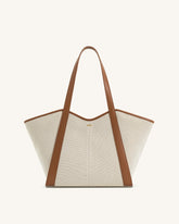 Kiana Large Capacity Tote Bag - Brown Canvas