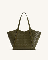 Kiana Large Capacity Weave Texture Tote Bag - Dark Olive