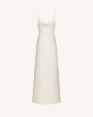 Iris Motif Satin Slip Gown - White