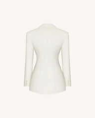 Iris Embroidery Hourglass Blazer - White