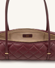 Marcella Quilted Cylinder Shoulder Bag - Burgundy