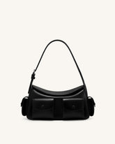 Corinne Multi-Pocket Shoulder Bag - Black