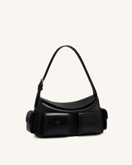 Corinne Multi-Pocket Shoulder Bag - Black