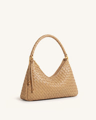 Lorena Woven Shoulder Bag - Camel