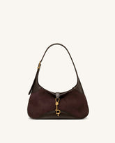 Juliette Key Charm East-West Shoulder Bag - Dark Brown