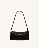 Lucia Asymmetric Flap Shoulder Bag - Black