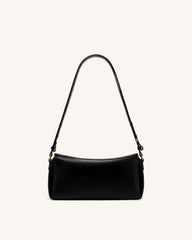 Lucia Asymmetric Flap Shoulder Bag - Black