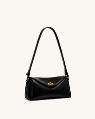 Lucia Asymmetric Flap Shoulder Bag - Black