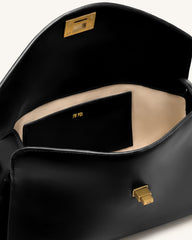 Lucia Asymmetric Flap Shoulder Bag - Black