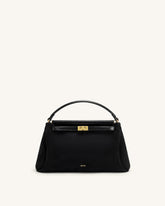 Carmen Faux Suede Top Handle Bag - Black