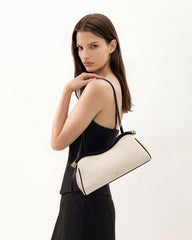 Naomi Curved Shoulder Bag - Black Canvas