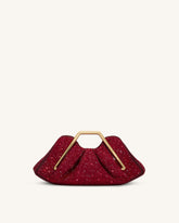 Lila Artificial Crystal Metal Frame Clutch - Red