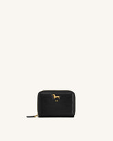 Maeve Dachshund Metal Emblem Zip Wallet - Black