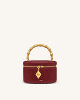Natalie Metal Geometric Pendant Handle Bag - Burgundy