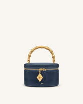 Natalie Metal Geometric Pendant Handle Bag - Navy