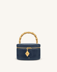 Natalie Metal Geometric Pendant Handle Bag - Navy