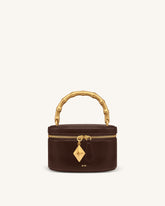 Natalie Metal Geometric Pendant Handle Bag - Dark Brown