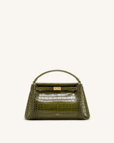 Carmen Top Handle Bag - Green Croc