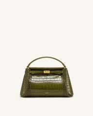 Carmen Top Handle Bag - Green Croc