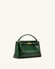 Carmen Top Handle Bag - Forest Green Croc