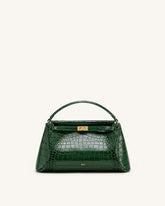 Carmen Top Handle Bag - Forest Green Croc