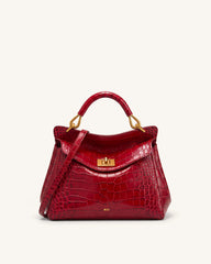 Lucia Classic Top Handle Bag - Burgundy Croc