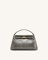 Carmen Top Handle Bag - Grey Croc