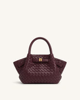 Hana Mini Woven Tote Bag - Dark Burgundy