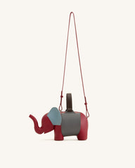 Claire Elephant Shaped Handbag - Red/Dark Gray