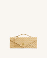 Celeste Woven Textured Envelope Top Handle Bag - Champagne Gold