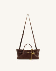 Maeve Dachshund Metal Charm Tote Bag - Dark Brown
