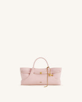 Maeve Dachshund Metal Charm Faux Suede Tote Bag - Pink