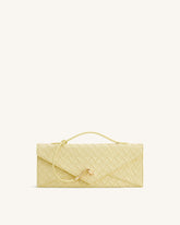 Celeste Woven Textured Envelope Top Handle Bag - Yellow