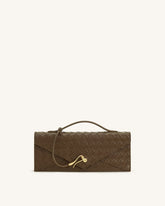 Celeste Woven Textured Envelope Top Handle Bag - Mocha Brown