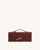 Celeste Woven Textured Envelope Top Handle Bag - Burgundy