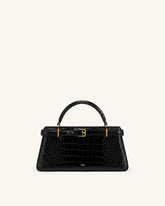 Elena Classic Top Handle Bag - Black Croc