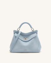 Lucia Classic Faux Suede Top Handle Bag - Light Blue