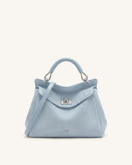 Lucia Classic Faux Suede Top Handle Bag - Light Blue