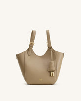 Ines Padlock Tote Bag - Gray Beige