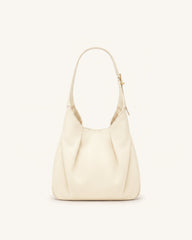 Alina Pebbled Hobo Bag - White