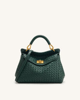 Lucia Classic Woven Top Handle Bag - Forest Green