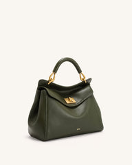 Lucia Classic Top Handle Bag - Dark Olive Green