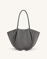 Nala Faux Suede Wide Tote Bag - Dark Gray