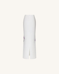 Iris Motif Maxi Skirt - White