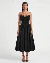 Orchid Embroidered Appliqué Corset Maxi Dress - Black