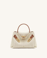Rhea Small Double Buckle Shoulder Bag - Brown Canvas
