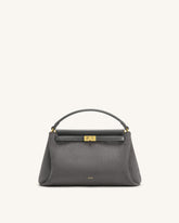 Carmen Faux Suede Top Handle Bag - Dark Gray