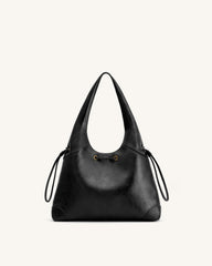 Celandra Drawstring Hobo Bag - Black